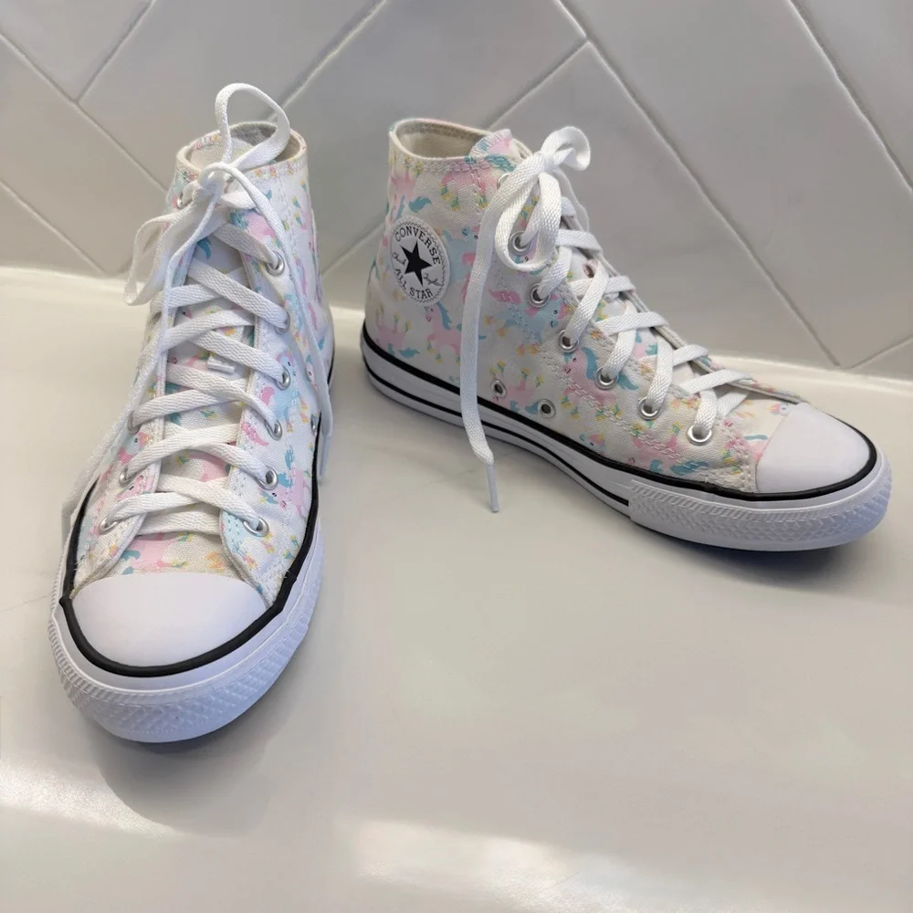 Converse Chuck Taylor All Star Girls Junior 5 Unicorn High Top Shoes Sneakers